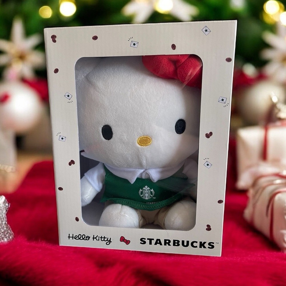 Starbucks Hello Kitty Plush with Red Bow and Green Apron
